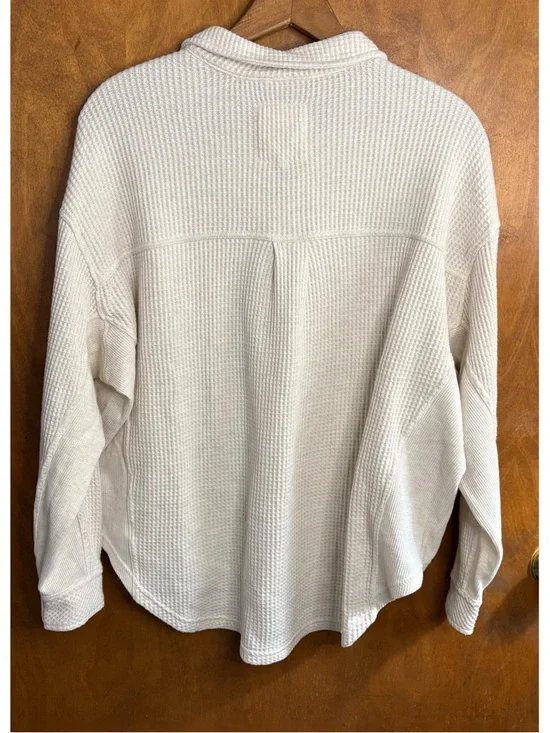 Aerie LumberJane Waffle Knit Shirt Oversized Henley Button Up Top Shacket Y2K S - Picture 2 of 11